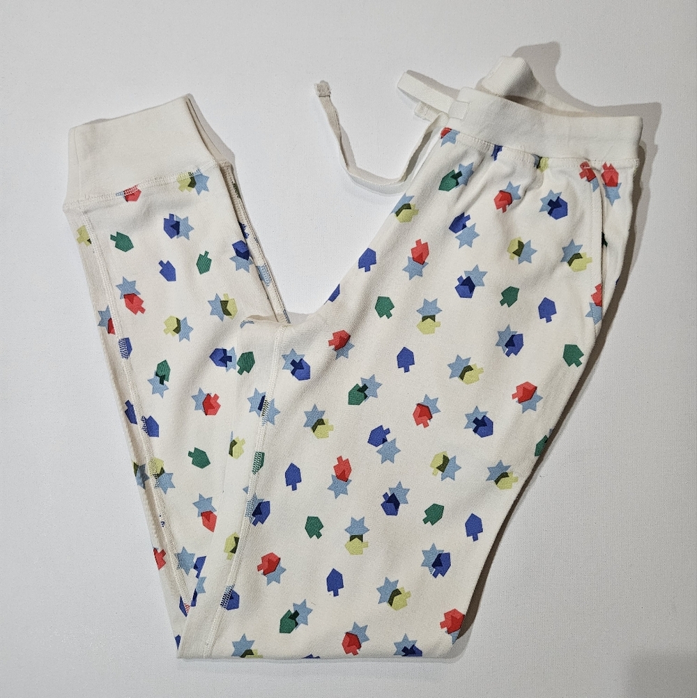 Hannah Anderson Holiday Jogger Pants Womens‎ XS White Dradel Star Of David Print